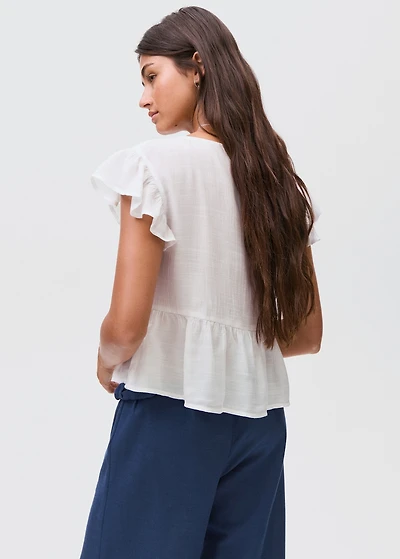 Ruffled shirred blouse