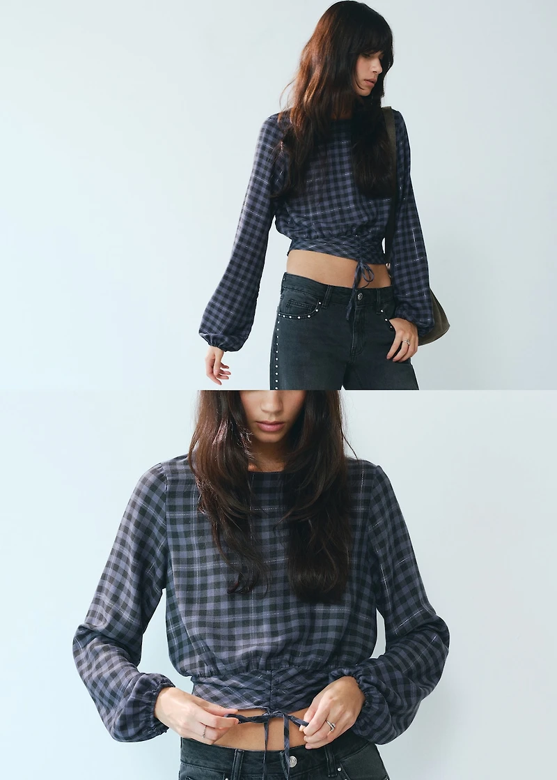 Check blouse with lurex detail