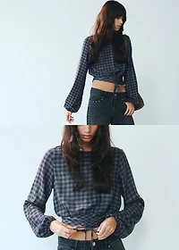 Check blouse with lurex detail