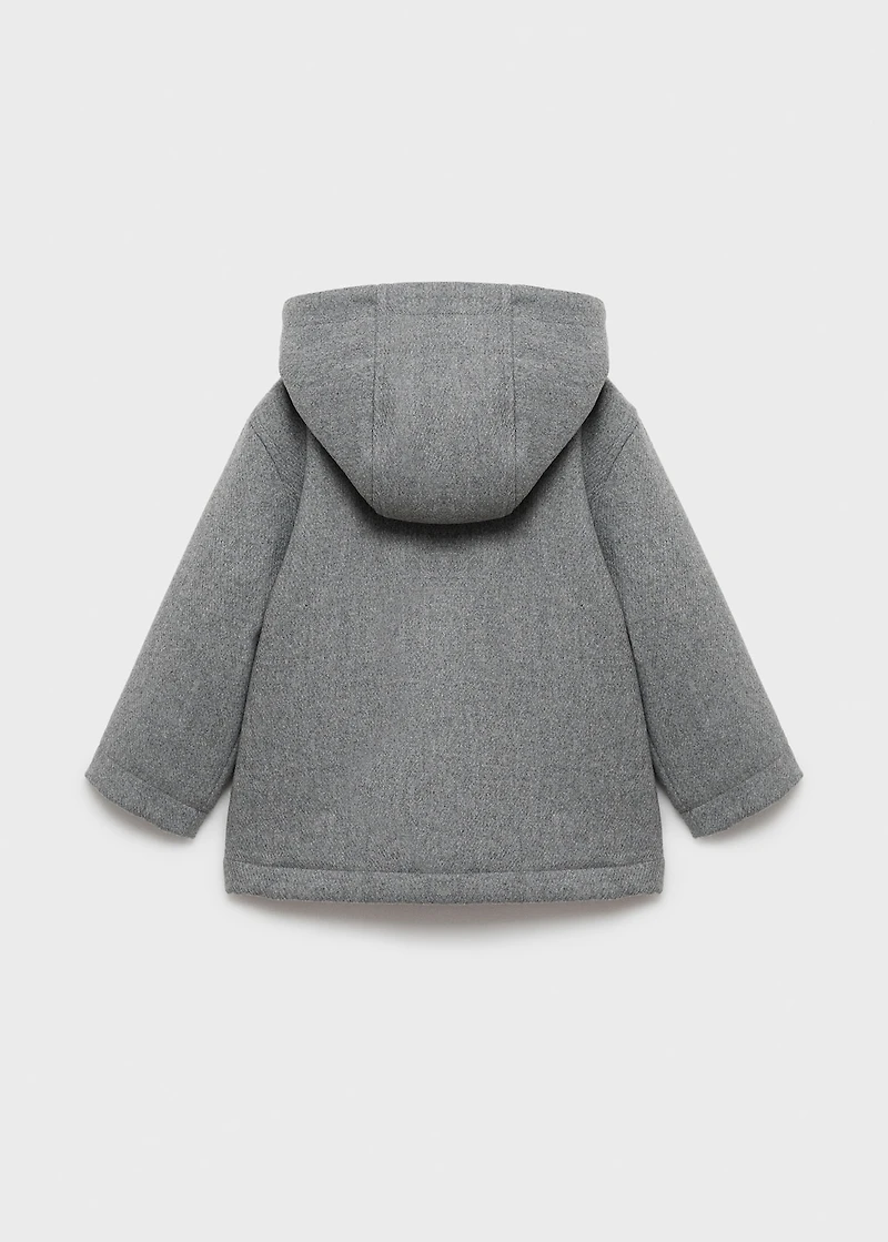 Hooded coat with shearling-effect lining