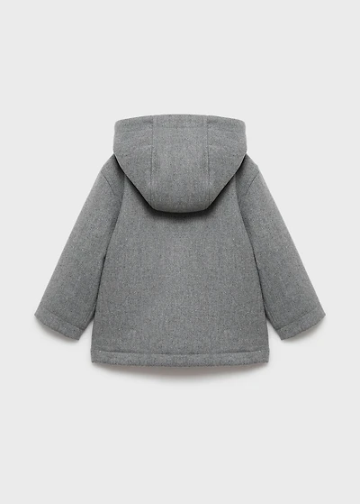 Hooded coat with shearling-effect lining