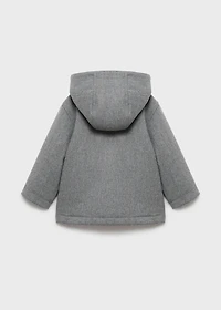 Hooded coat with shearling-effect lining