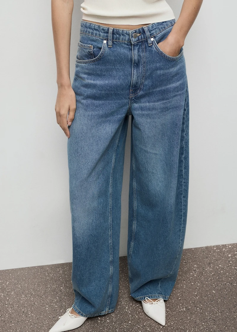 Mid-rise balloon jeans
