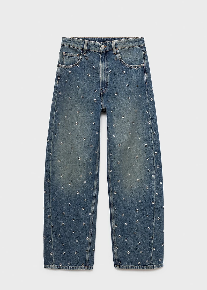 Barrel jeans with eyelets