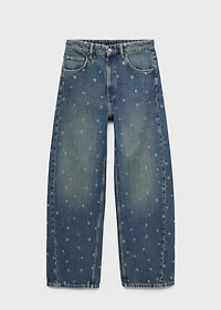 Barrel jeans with eyelets