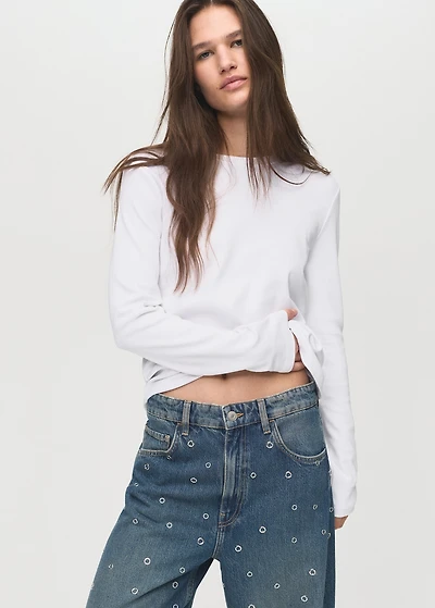 Barrel jeans with eyelets