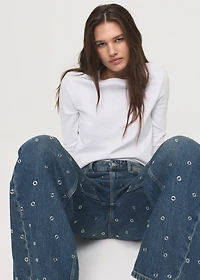 Barrel jeans with eyelets