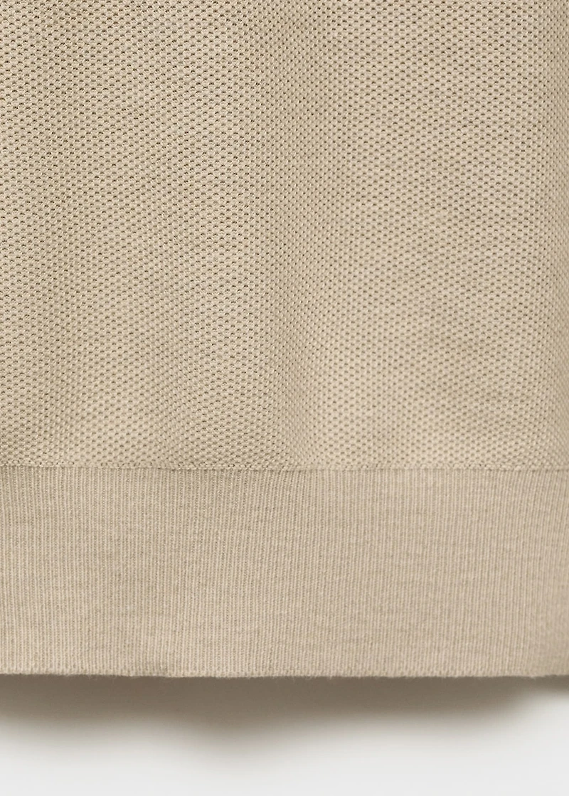 Microstructure sweater with zipper collar