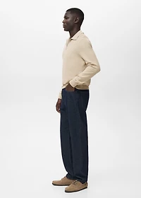 Microstructure sweater with zipper collar