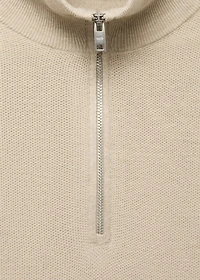 Microstructure sweater with zipper collar