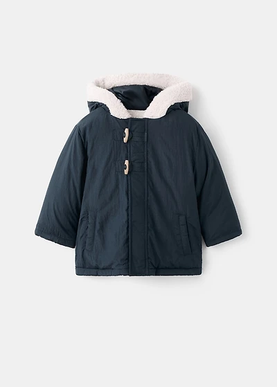 Hooded anorak with buttons
