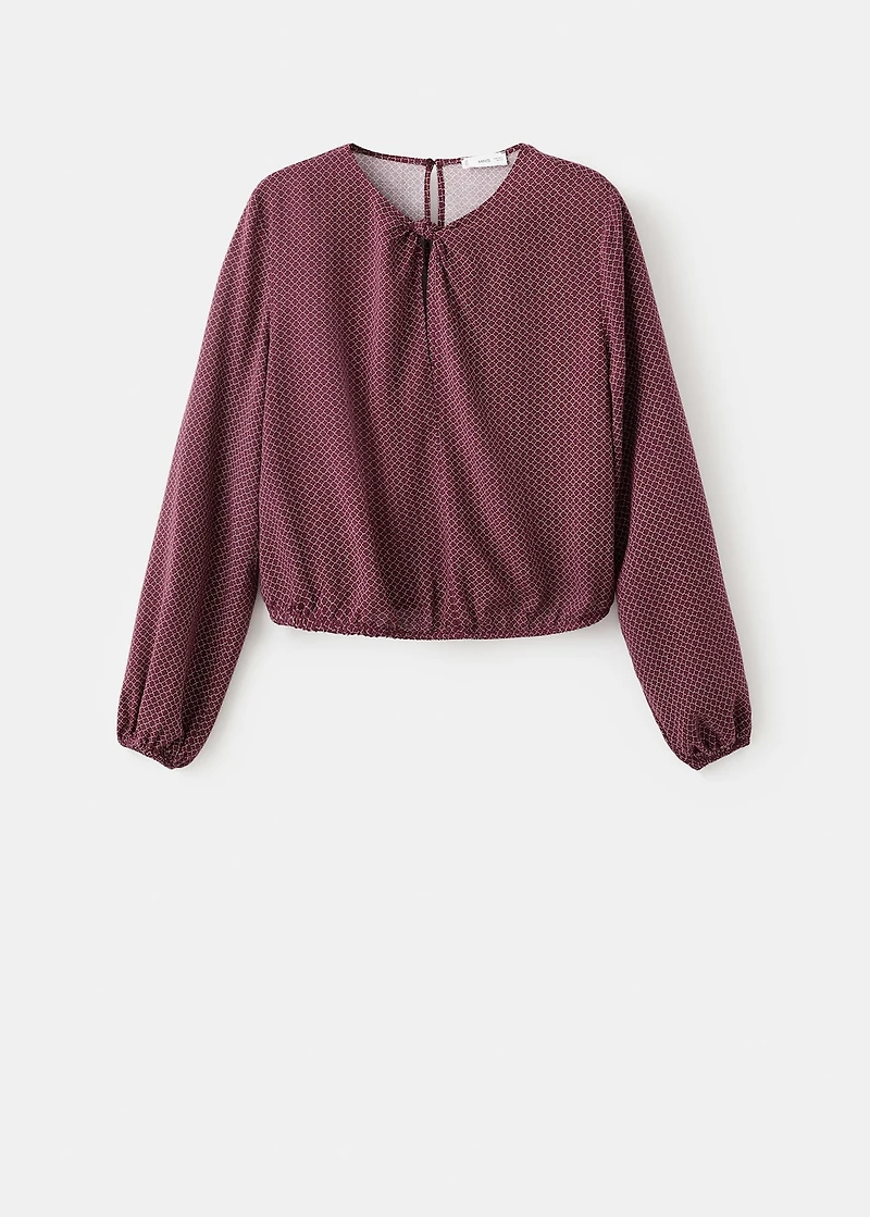 Puff-sleeved blouse with knot