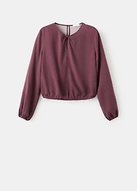 Puff-sleeved blouse with knot