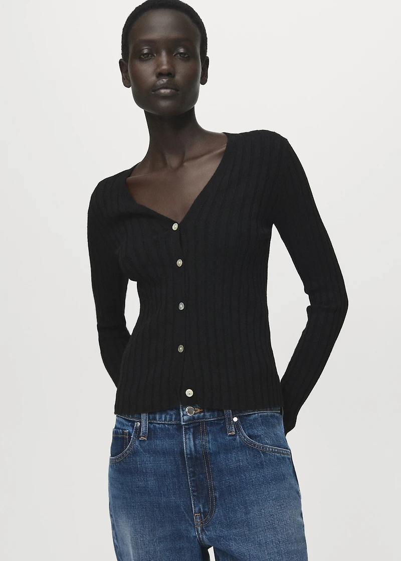 Fine rib knit cardigan