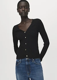 Fine rib knit cardigan