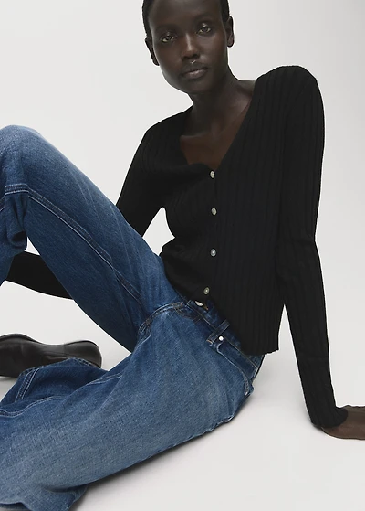 Fine rib knit cardigan