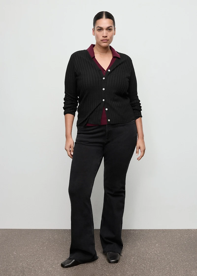 Fine rib knit cardigan