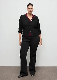 Fine rib knit cardigan