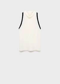 Blouse with draped collar and contrasting trim