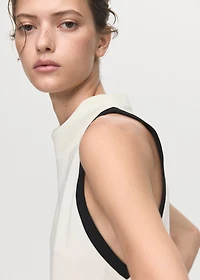 Blouse with draped collar and contrasting trim