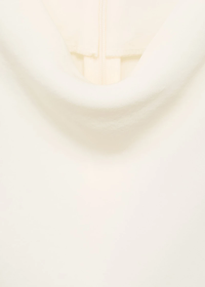 Blouse with draped collar and contrasting trim