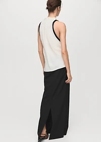 Blouse with draped collar and contrasting trim