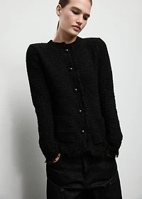 Tweed cardigan with frayed trims