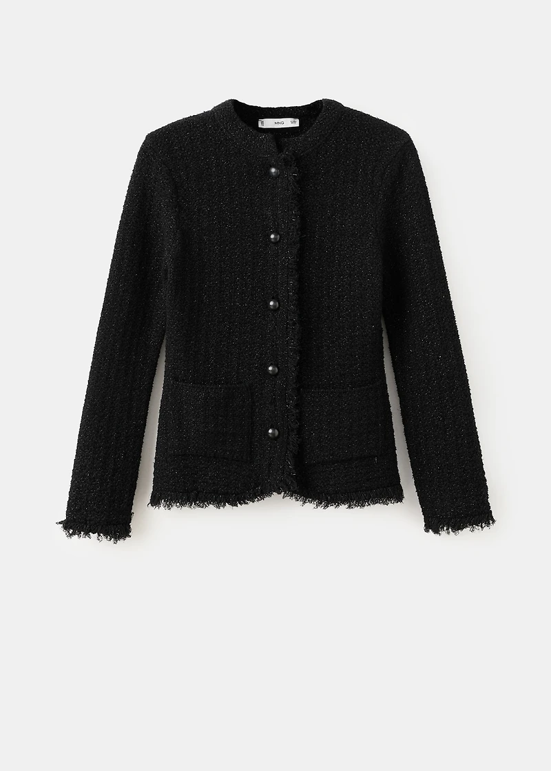 Tweed cardigan with frayed trims