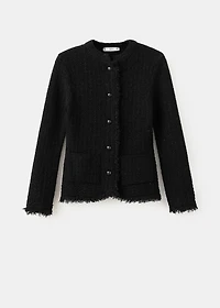 Tweed cardigan with frayed trims