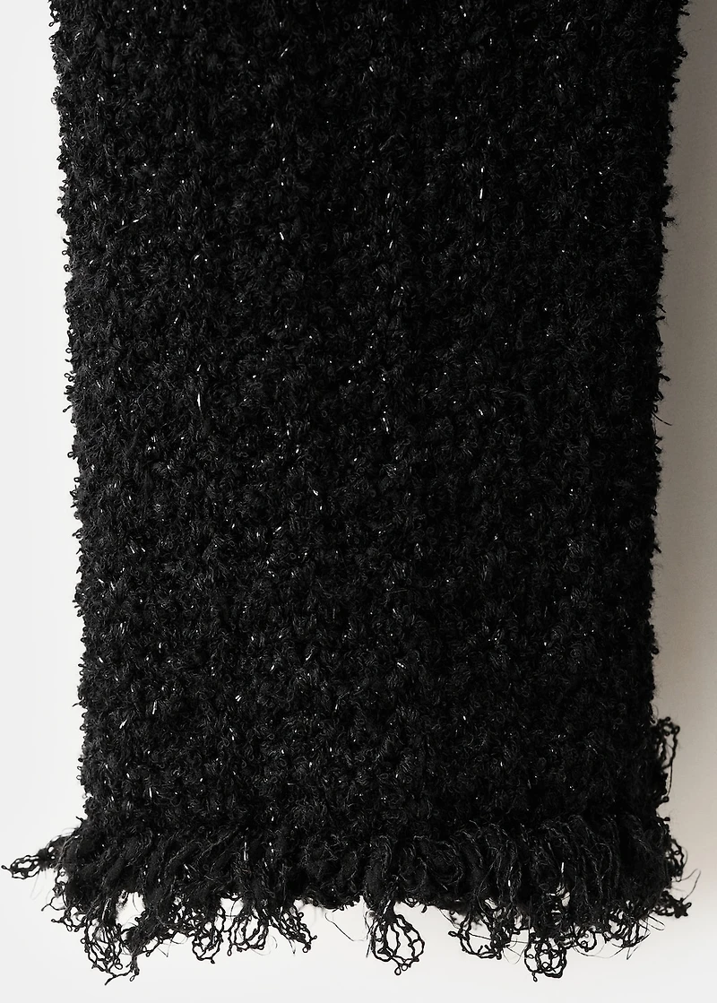 Tweed cardigan with frayed trims