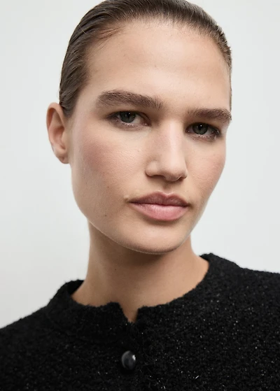 Tweed cardigan with frayed trims