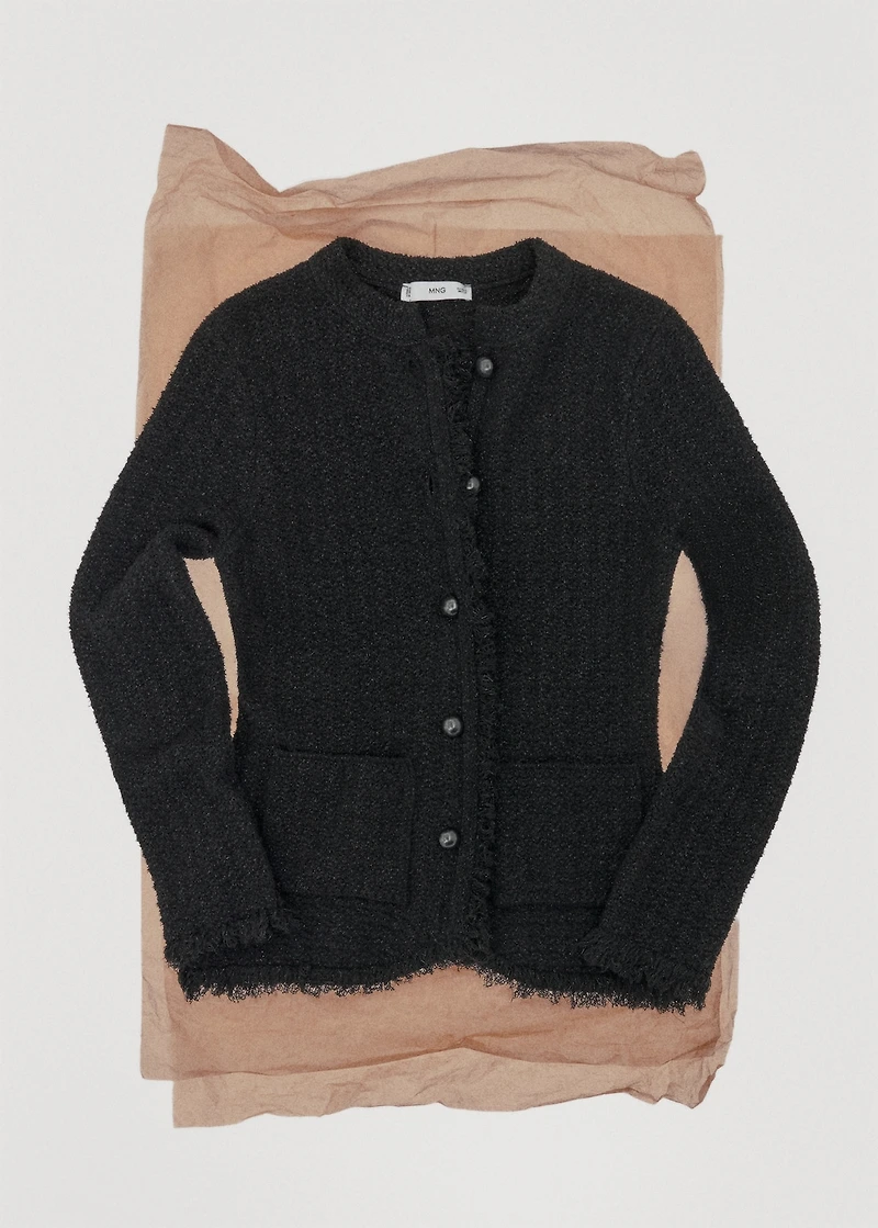 Tweed cardigan with frayed trims