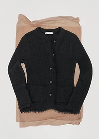 Tweed cardigan with frayed trims