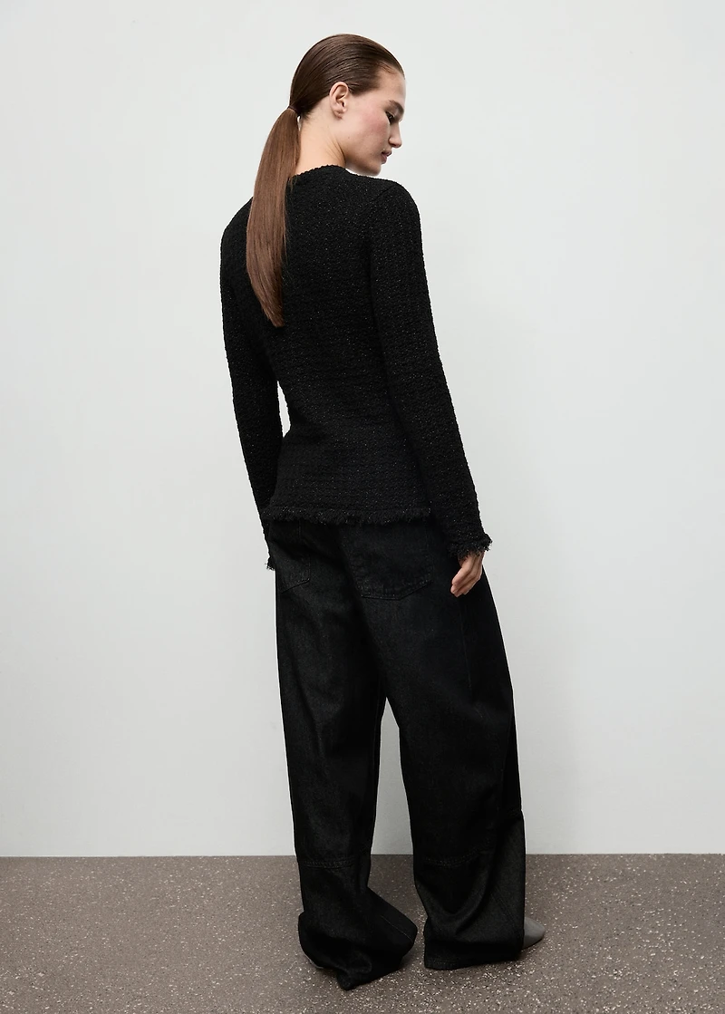 Tweed cardigan with frayed trims