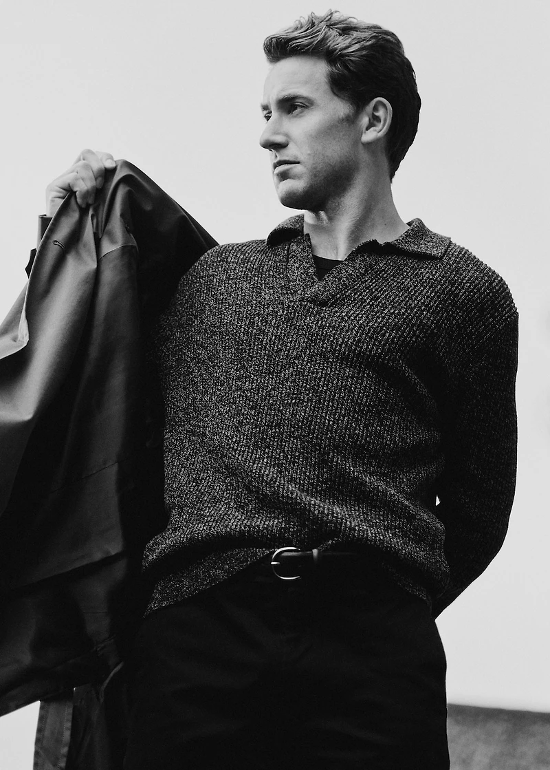 100% cotton polo-neck sweater