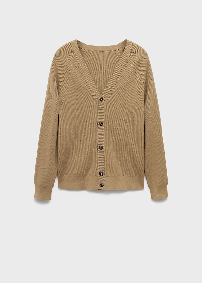 Ribbed knitted cardigan with buttons