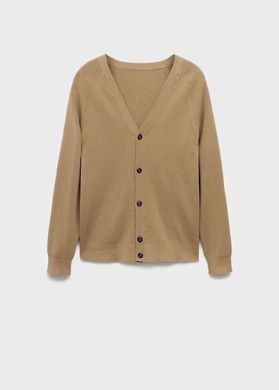 Ribbed knitted cardigan with buttons