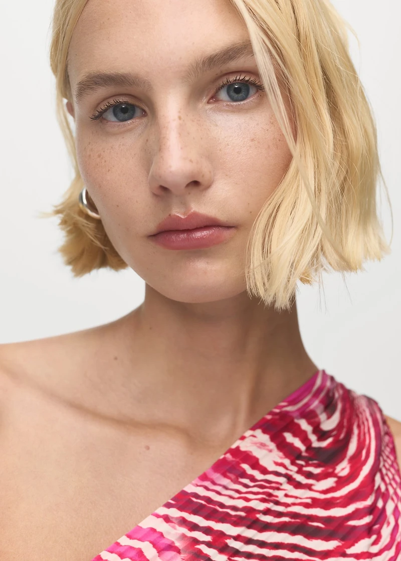 Pleated asymmetrical dress with opening