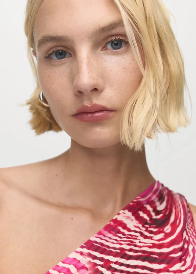 Pleated asymmetrical dress with opening