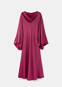 Flared-sleeve satin dress