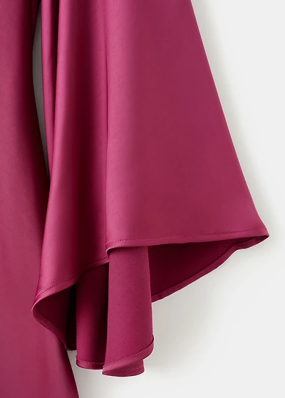 Flared-sleeve satin dress