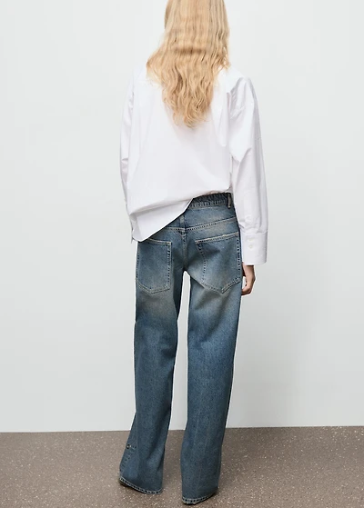 Straight-leg jeans with eyelets