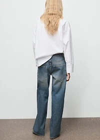 Straight-leg jeans with eyelets