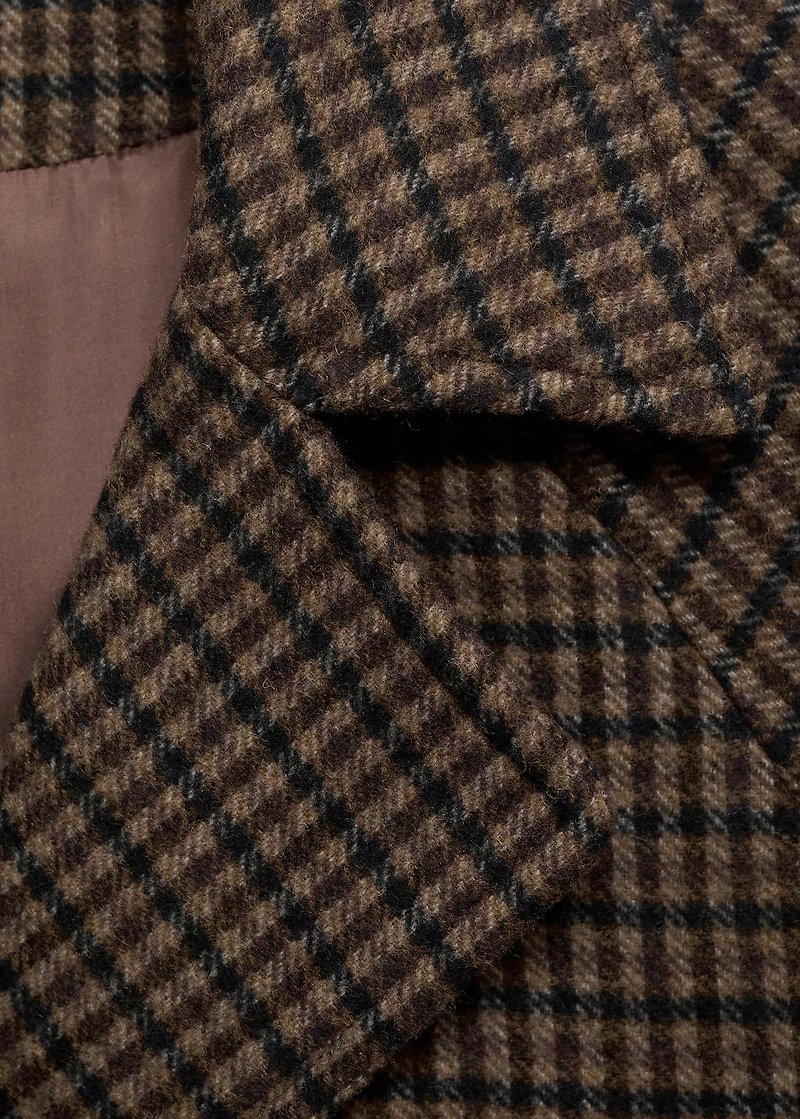 Checked wool-blend coat
