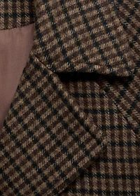 Checked wool-blend coat