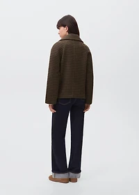 Checked wool-blend coat