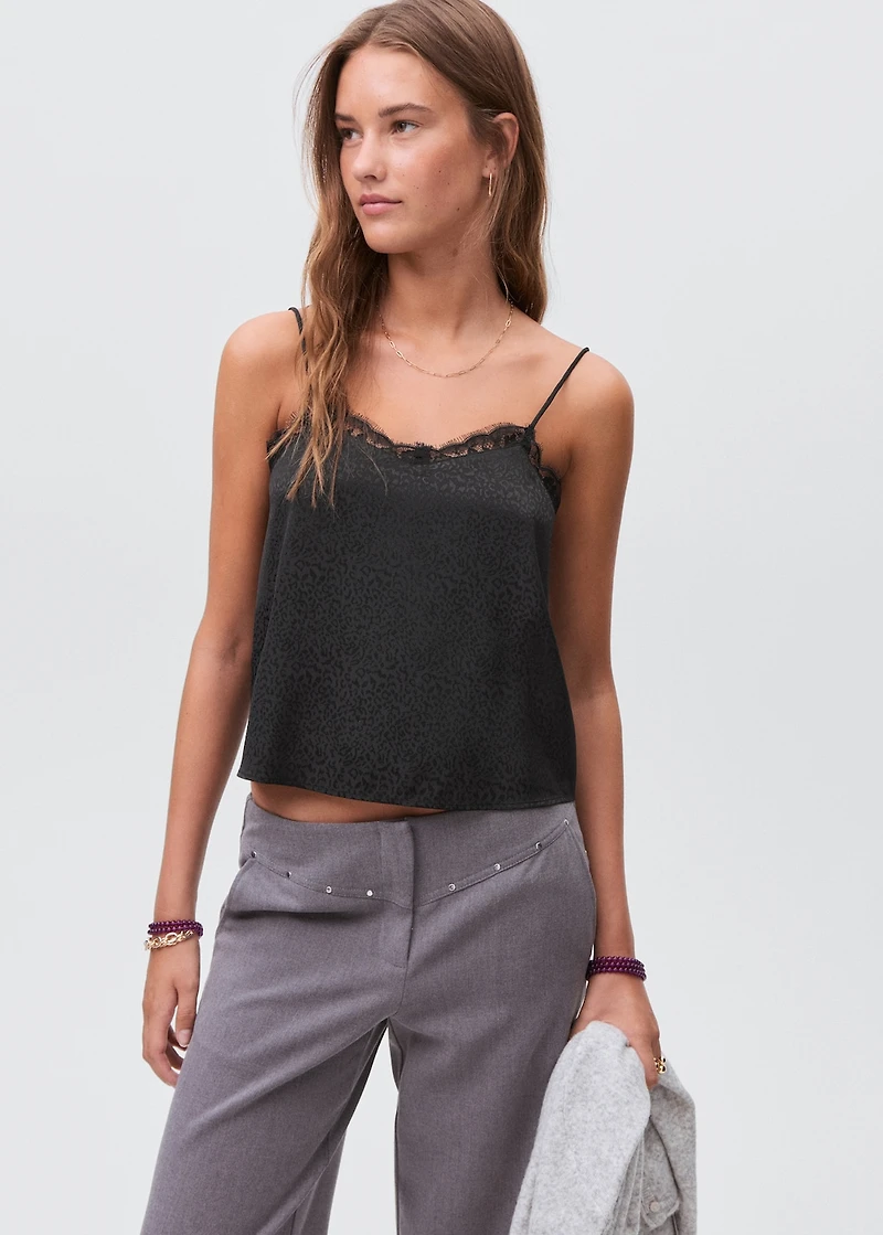 Leopard-print lace top