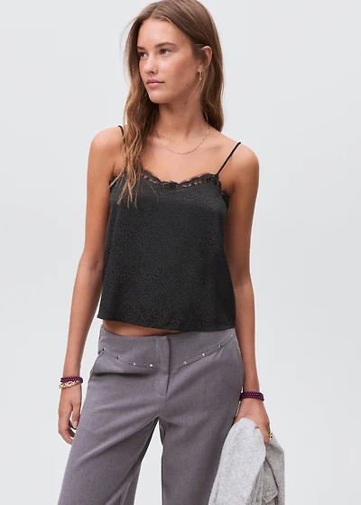 Leopard-print lace top