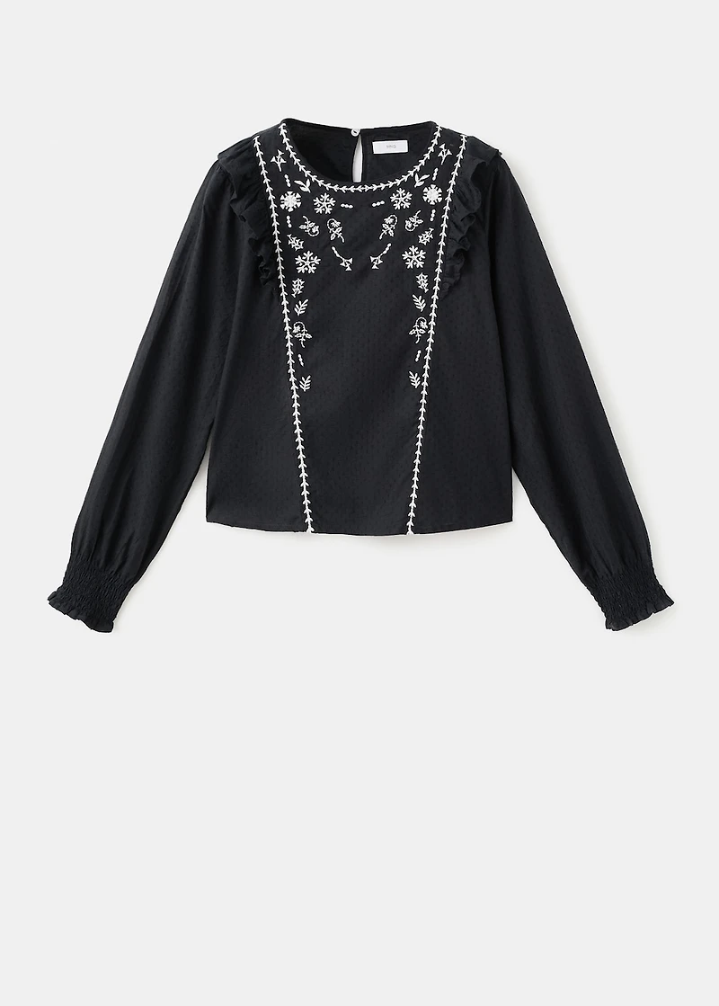 Ruffled embroidered blouse