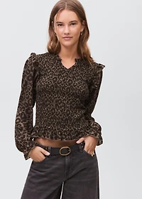 Leopard-print flowy blouse